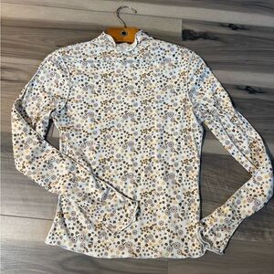 Willow Women's Floral Long Sleeve Blouse - White and Brown